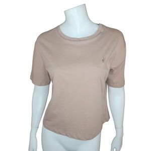 Oak + Fort Womens XS Cropped Short Sleeve Tee Chantrelle Peace Hands Graphic NWT